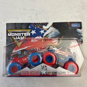 Monster Jam Grave Digger vs Digatron Stars and Stripes 1:64 Diecast